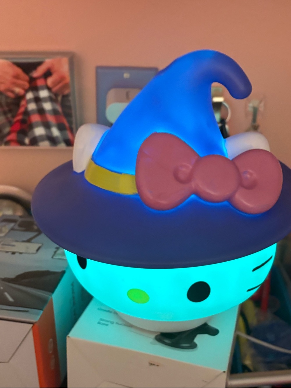 Hello Kitty Blue and Pink Witch Hat Night Light-LED lights multiple colors